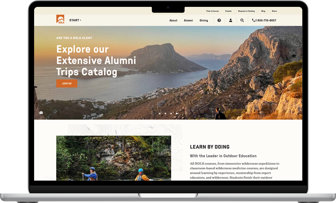 NOLS Homepage desktop UI