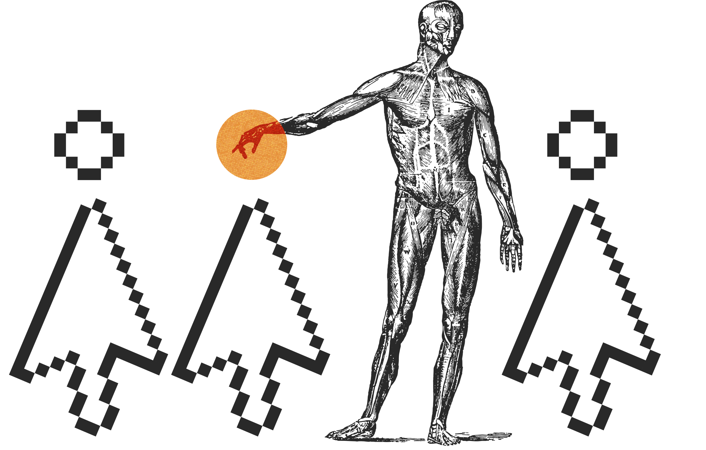 Man standing in a garden of cursors